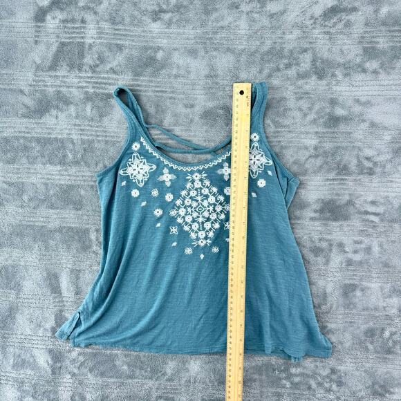 AeropostaleTeal Rayon Embroidered Cropped Boho Tank Top Women's XS - Picture 9 of 11